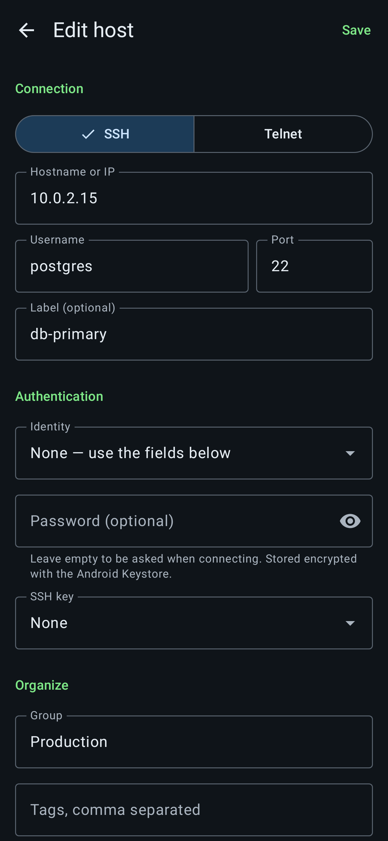 Host editor form
